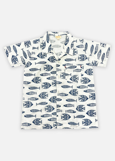 Boys Shirt Ink Fish Blue